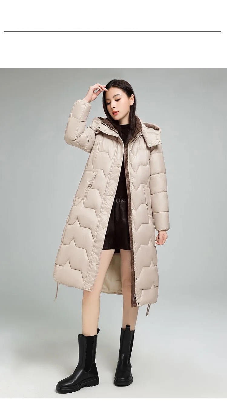 Female Long Down cotton Jacket 2026 Autumn Winter New Fashion Thicken Hooded Coat Women's Windproof Puffer Long Parka Overcoat