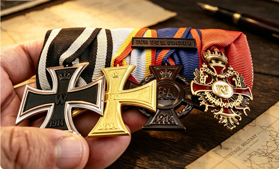 WW1 German Military Medal Set Iron Cross 1914 Reproduction Order Badge Ribbon Bar Collectible Military Insignia Pin Reproduction view 2