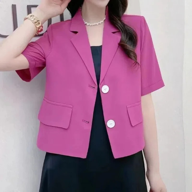 2024 Summer Women\'s Leisure Fashion Elegant Commuting Loose temperament Design Sense Small Chiffon Short Style Small Suit Coat