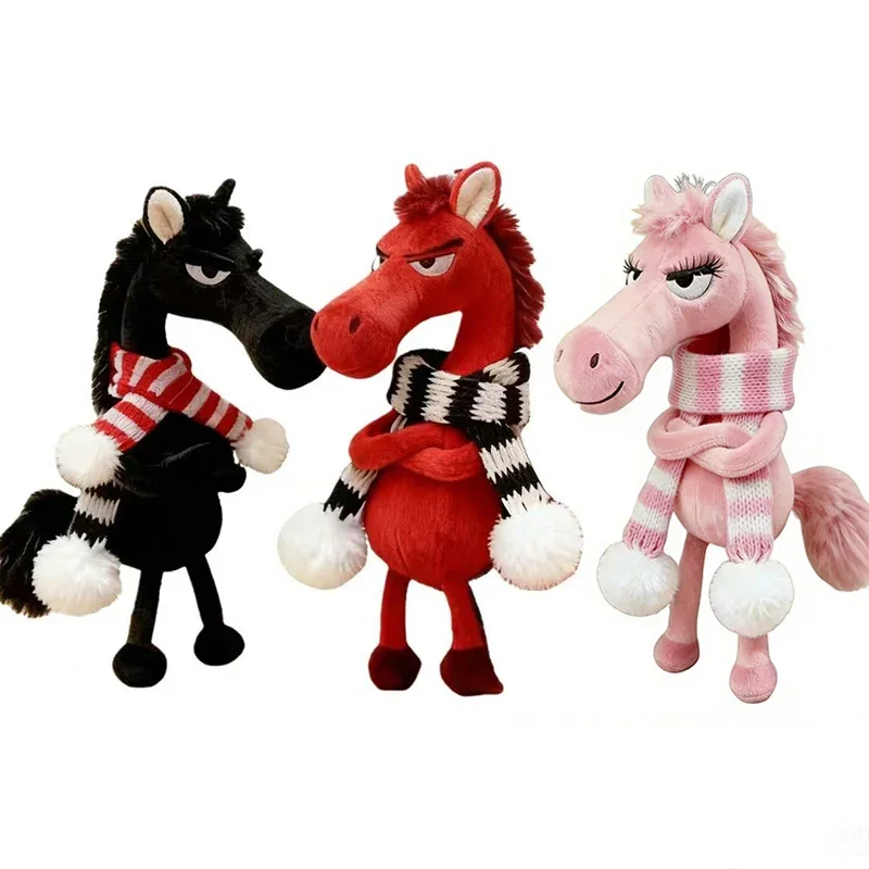 Black Horse Keychain Plush Toy Backpack Pendant Decoration Year of The Horse Plush Toy New Year's Gifts for Boys and Girls 1pcs