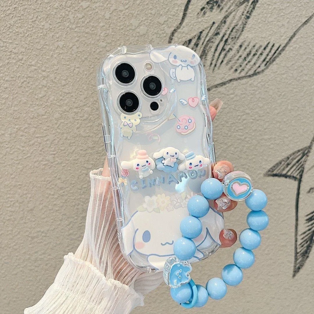 Cute Sanrios Cinnamoroll 3D Wave Case For IPhone 16 15 14 13 12 11 Pro Max Mini X XR XSMAX 8 7 6S Plus Soft Silicone Cover