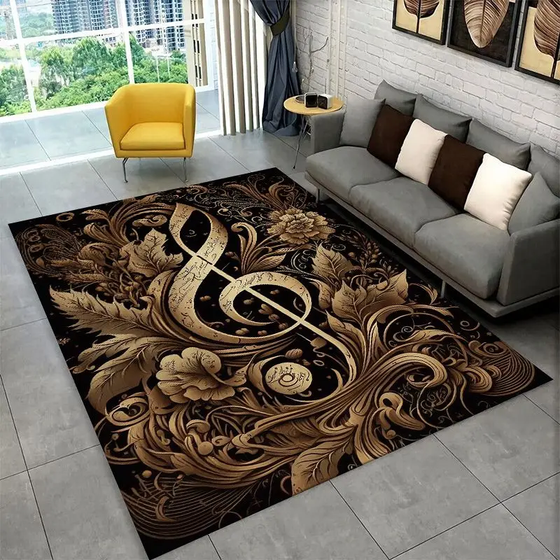 Fashion Musical Note Instrument Staff Art Large Area Rug Non-slip Durable Carpet for Bedroom Living Room Sofa Doormat Home Decor
