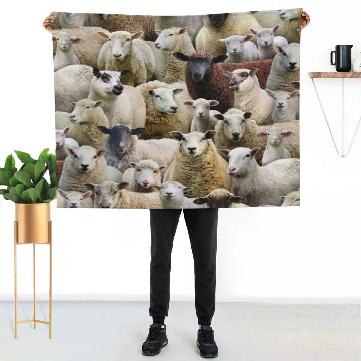 sheep image Throw Blanket for winter cosplay anime Decorative Sofa For Decorative Sofa Fashion Sofas Sofa Blankets