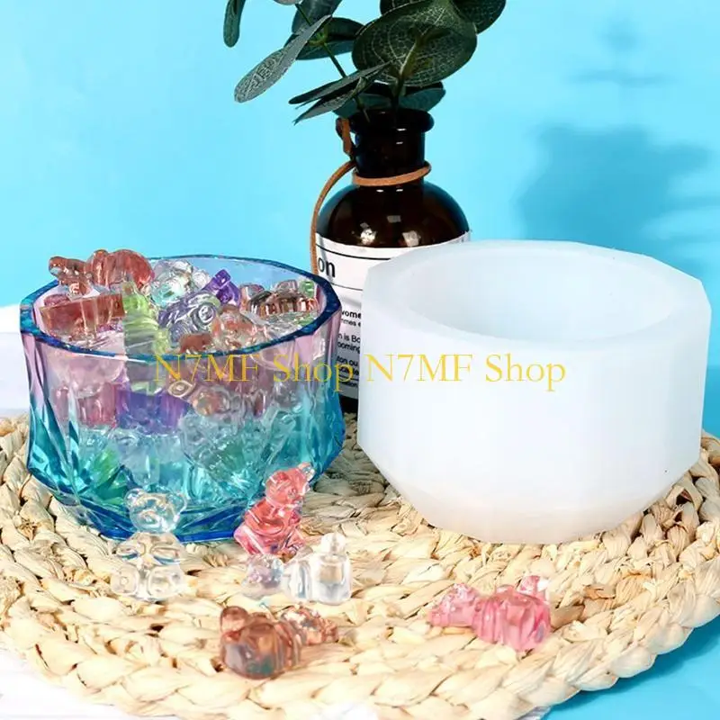 

N7MF Storage Box with Lid UV Crystal Epoxy Mold Handmade Jewelry for Case Candlestick Trinket for Case Resin Silicone Mould DIY