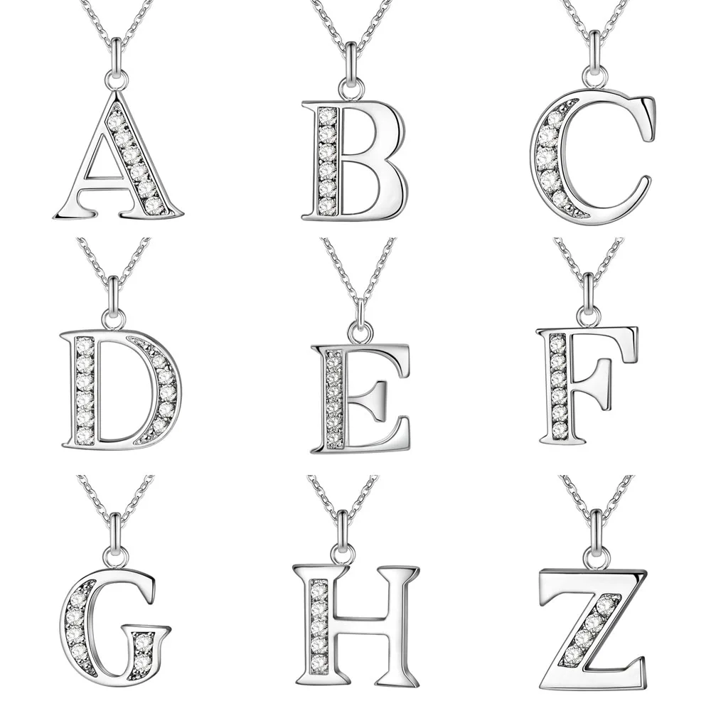 Halsketten-Anhänger aus 925er-Sterlingsilber mit 26 Buchstaben, glänzender 5A-Zirkon für Damen, modisch, Hochzeit, Verlobung, Schmuck, Geschenke