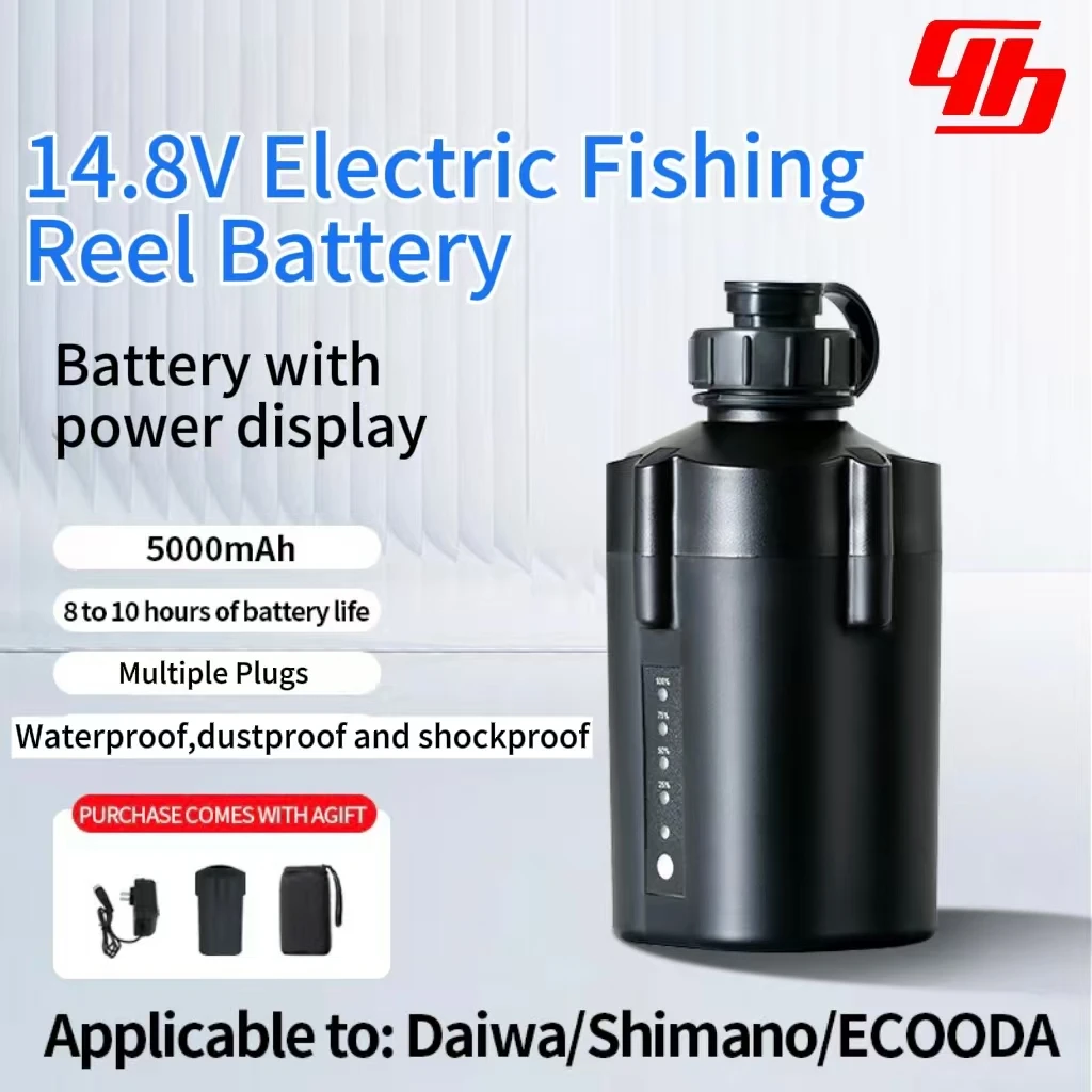 Rechargeable Lithium Battery 14.8V Sea Fishing Reel Battery Power 5000mAh Display For SHIMANO DAIWA ECOODA withAU UK US EU plug