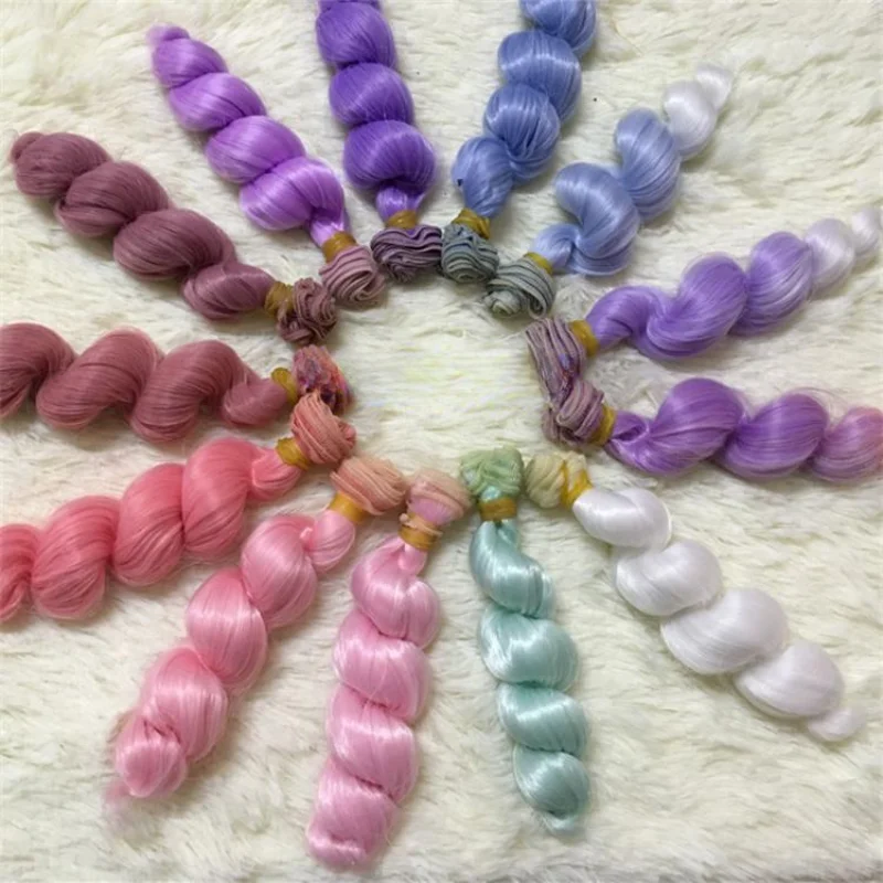 

15cm Bjd Doll Wig DIY High-temperature Silk Bubble Face Curly Hair Row for Boys and Girls' Birthday Gift Doll Accessories