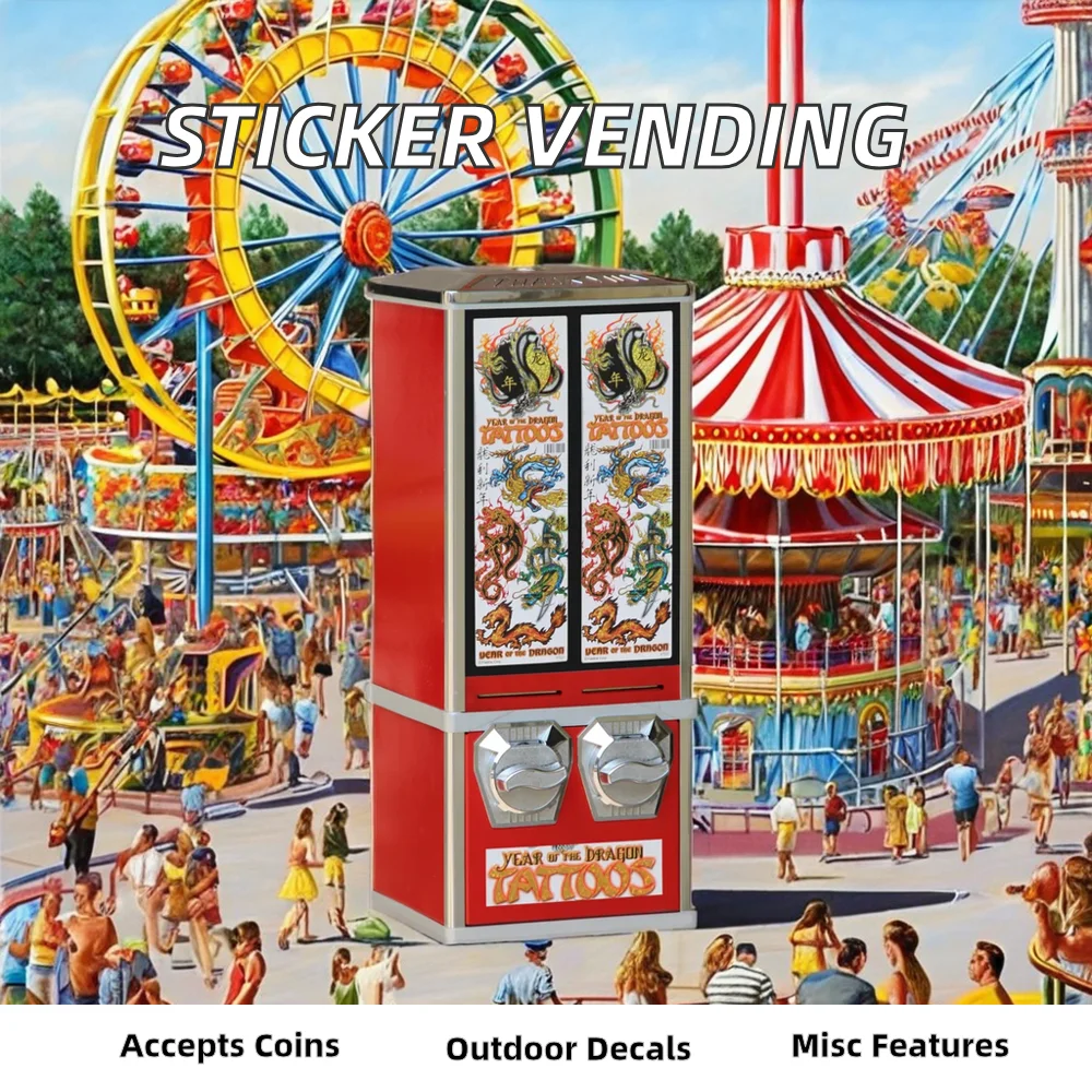 Cartoon Trading Card Sticker Tattoo Vending Machine Tatoo Vending Machine Anime Stickers With Stand