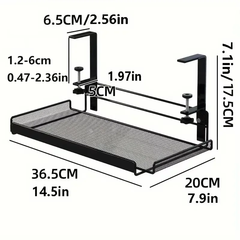 Large Size Non Punching Office Iron Art Table Storage Rack Storage Basket Classroom Student Adjustable Table Edge Hanging Basket