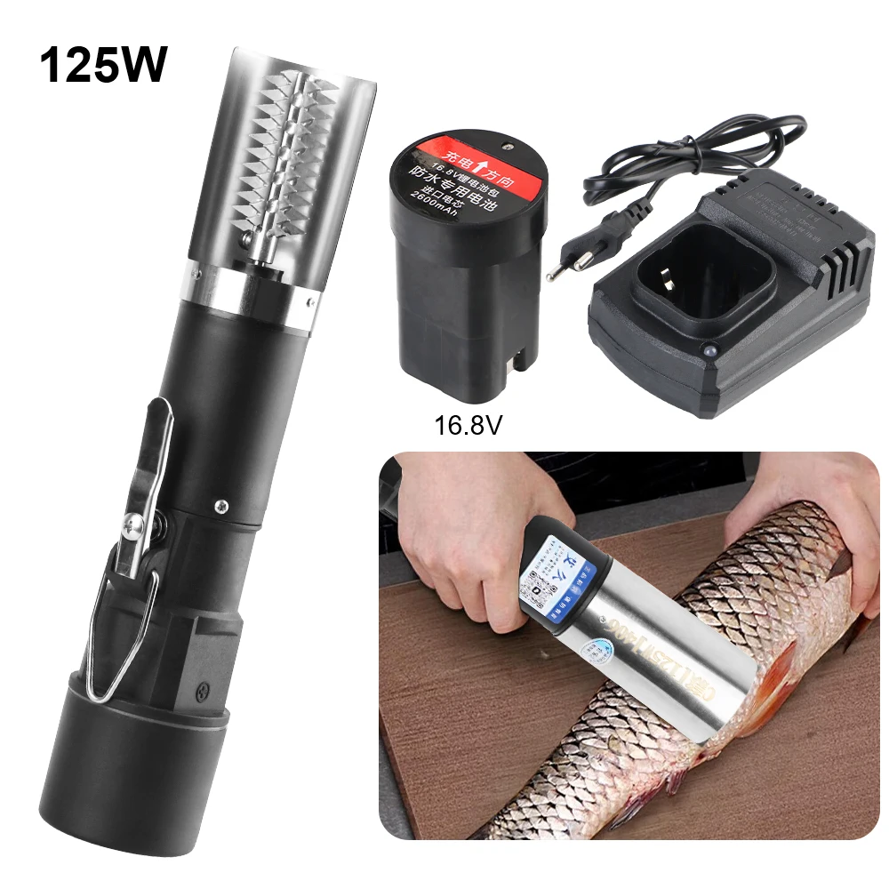 7000RPM Charging Adapter Remover Cleaner Tool Seafood Knif Fishing Clean Easy Fish Stripper Electric Fish Scale Scraper 125W