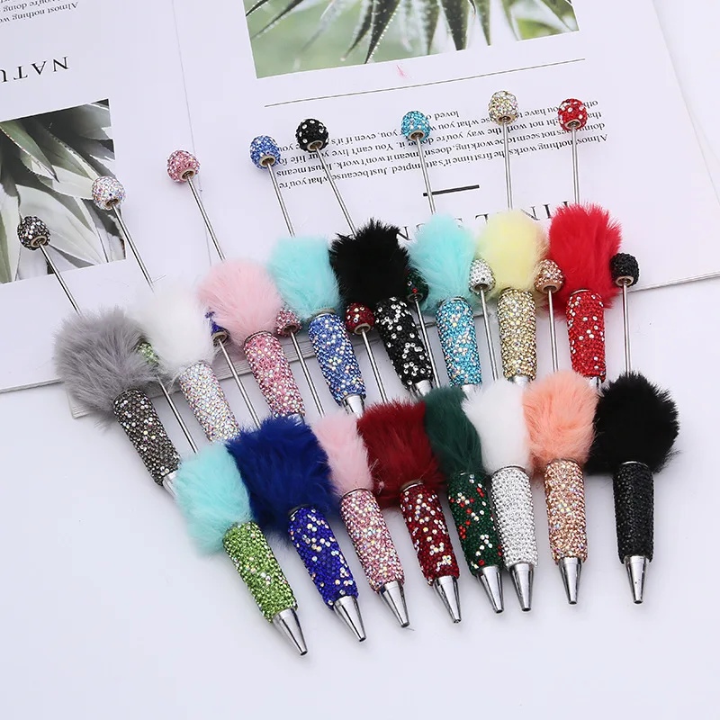 

10 шт., черные чернила, стержень, блестящие алмазные шариковые ручки из бисера, сделай сам, ручка из бисера, школьные и офисные подарочные ручки, канцелярские принадлежности для письма