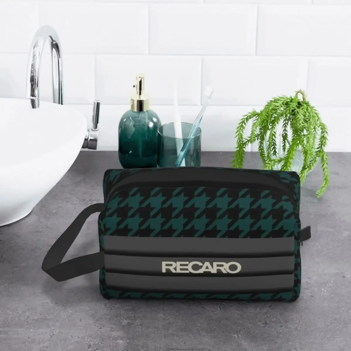 Bolsa de aseo portátil con logotipo de Recaro para mujer, organizador de cosméticos y maquillaje, Kit de almacenamiento de belleza, estuche de viaje