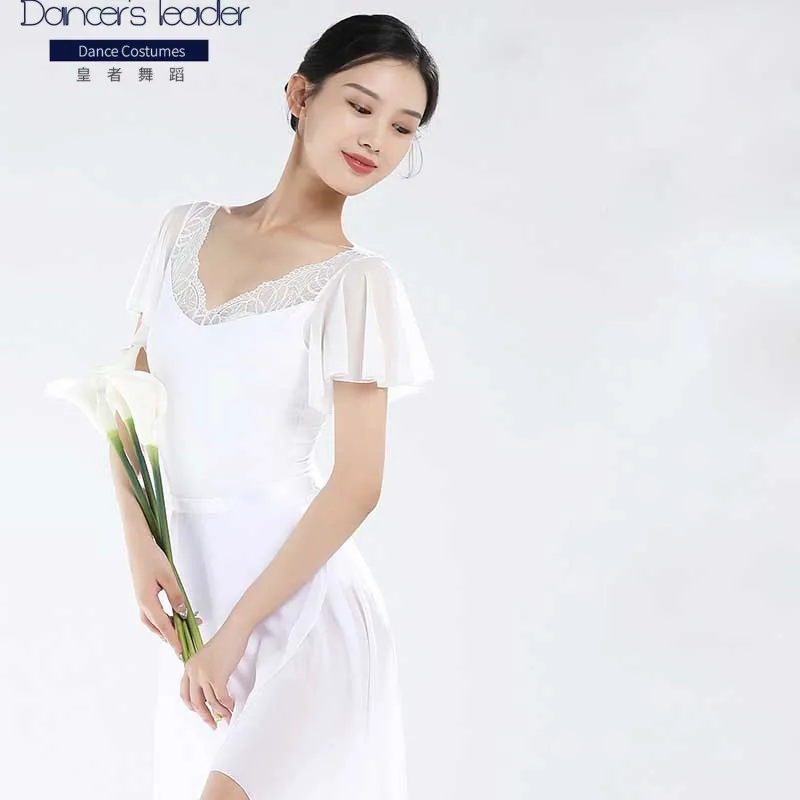 

Ballet Leotard For Women's Exercise Clothes Short Sleeves Small Flying Sleeves Adult Gymnastics Leotard Ballerina Stage Costumes