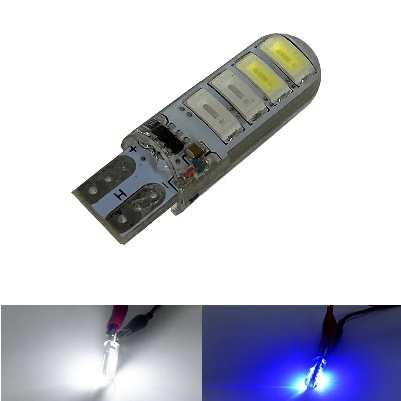 Two Color Flash Automobile LED Lamp T10 5630 8smd Double Color Flash Lamp T10 Silicone Lamp Bulb Car Accessories RED BLUE 12V