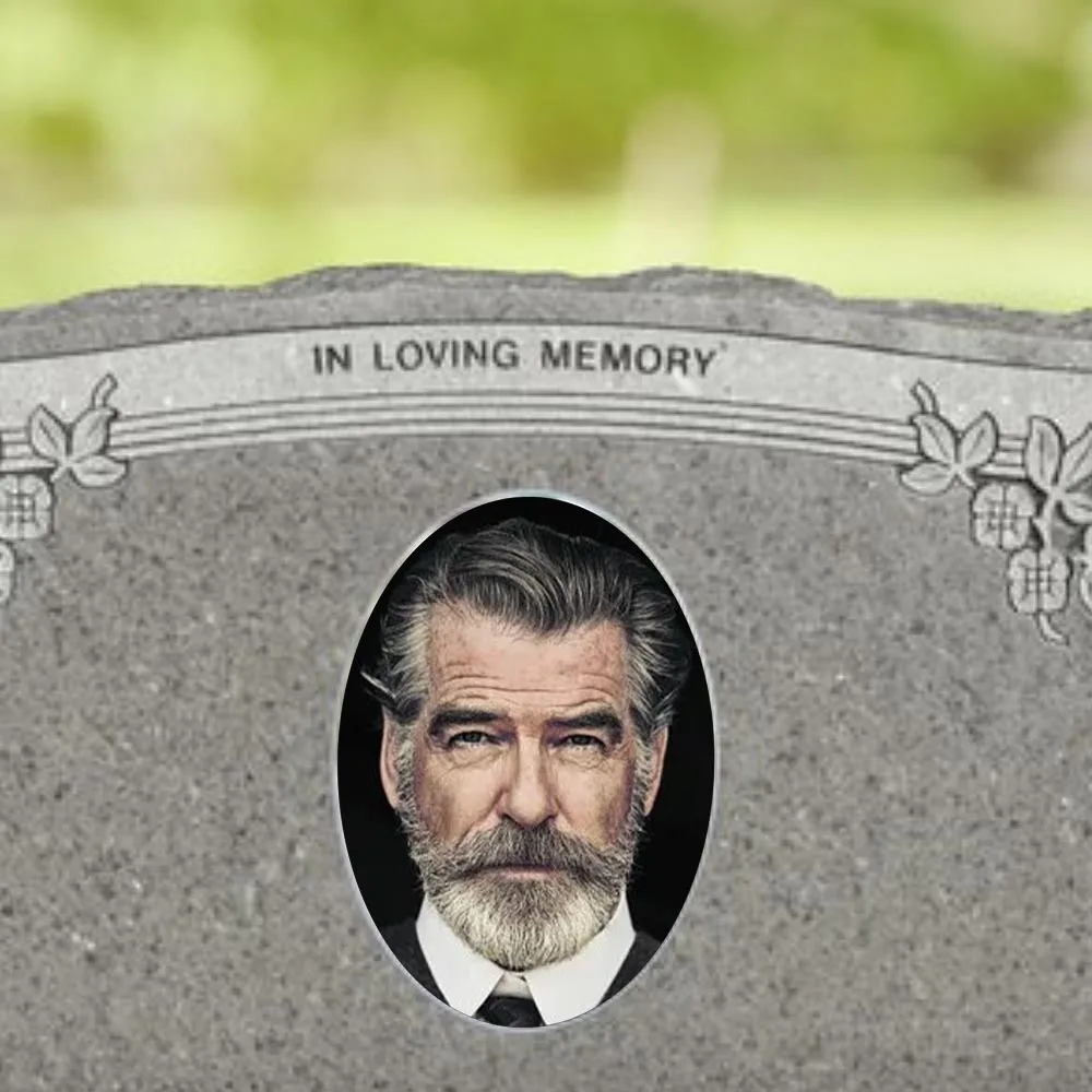 2D Flat Not 3D 1pc Custom Photo Memorial Headstone Tile Personalized Oval Cemetery Marker for Holidays Easter gift