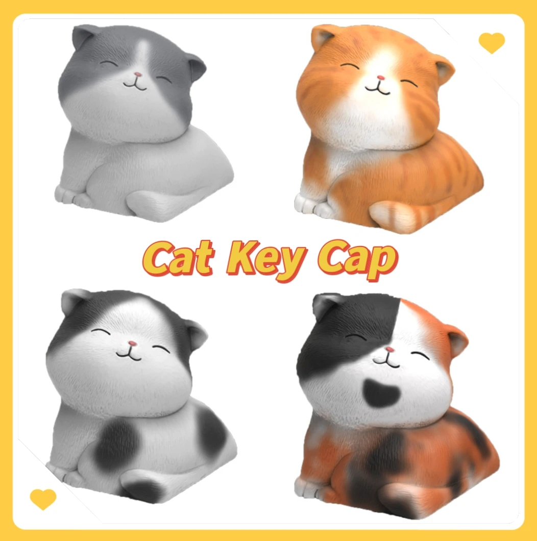 Cute Cat Key Cap 3D Resin Keyboard Keycap Calico Cat Key Caps for Mechanical Keyboard Accessories Kawaii Black Cat Keycap Custom