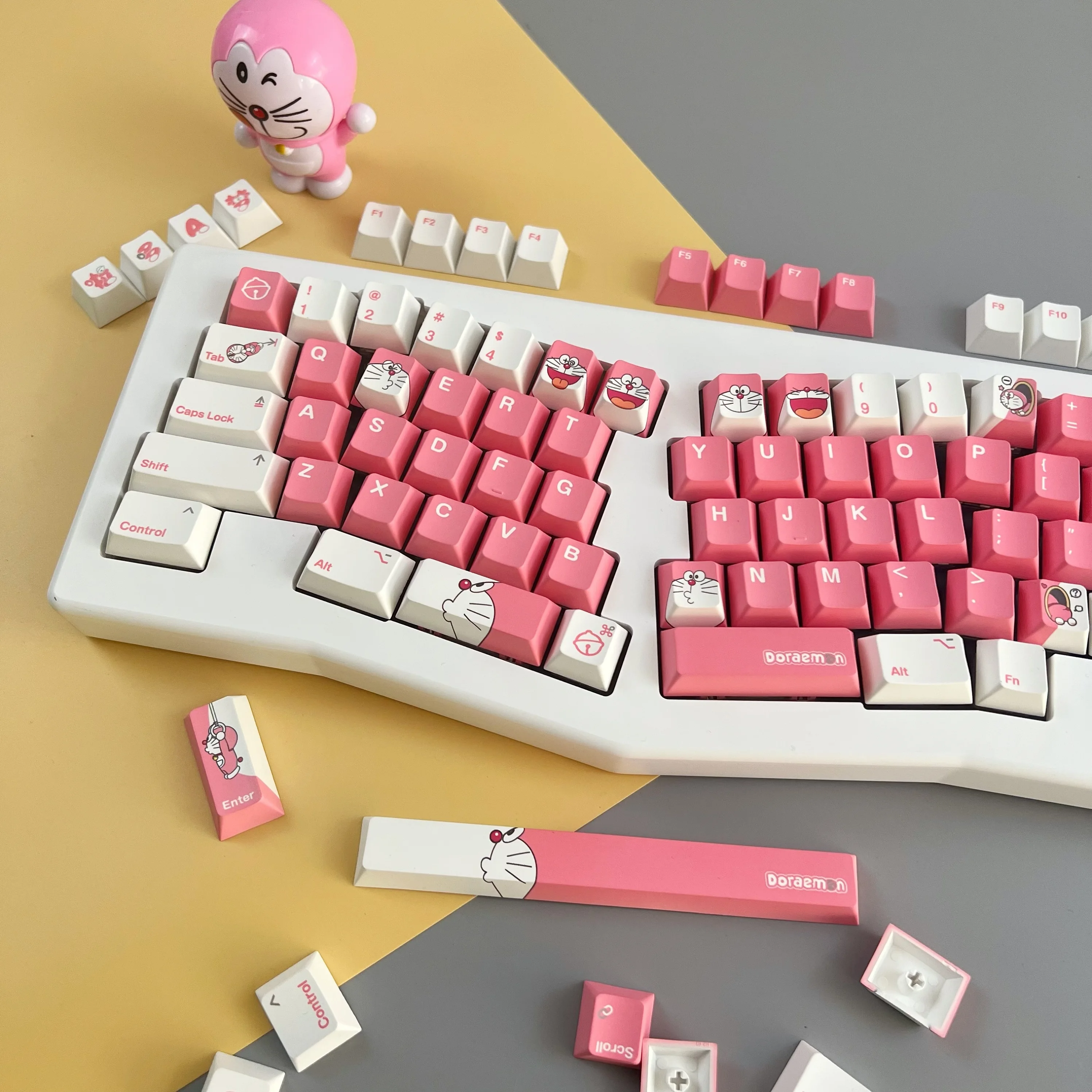 Teclas de PBT de Anime rosa para Teclado mecánico de 61/144/87/6878/100, perfil Cherry, 104/108 teclas