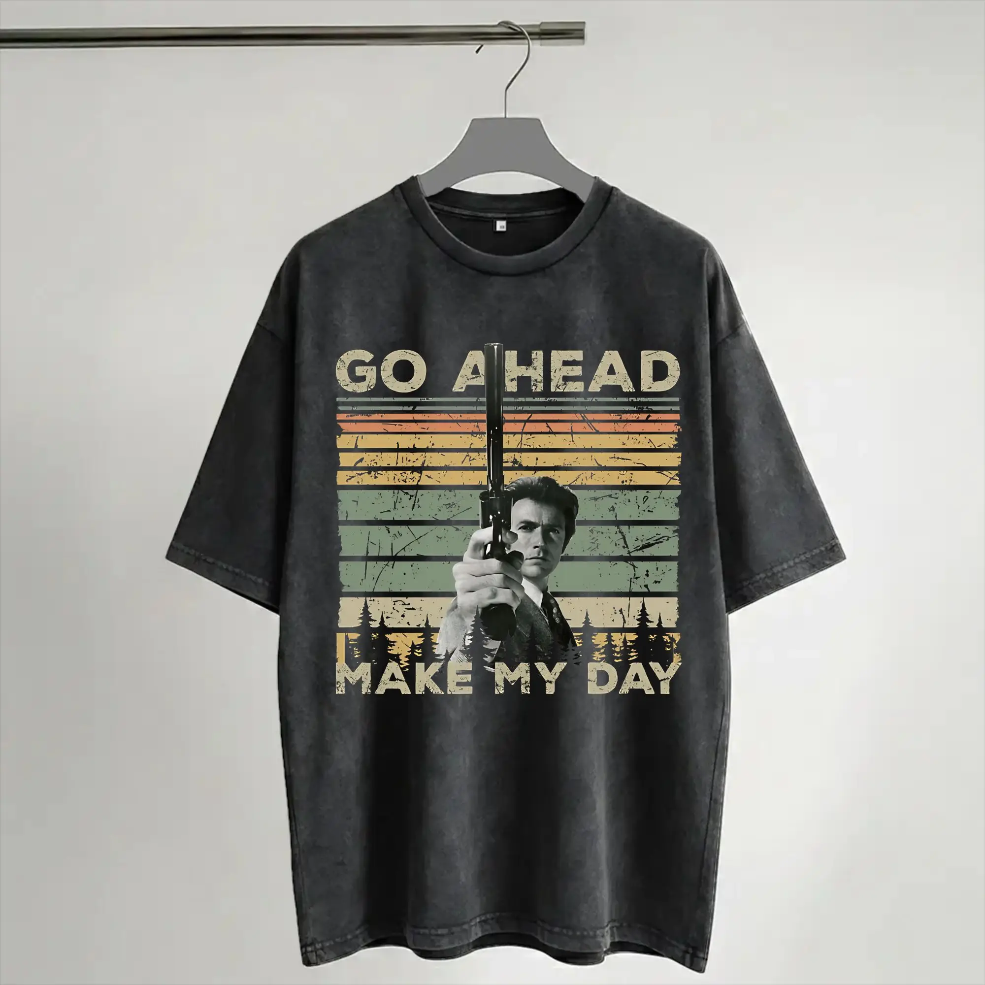Dirty Harry Shirt Go Ahead Make My Day  Merch Washed T Shirts Men Women Streetwear Hip Hop T-Shirt Printed  Tees Short Sleeve