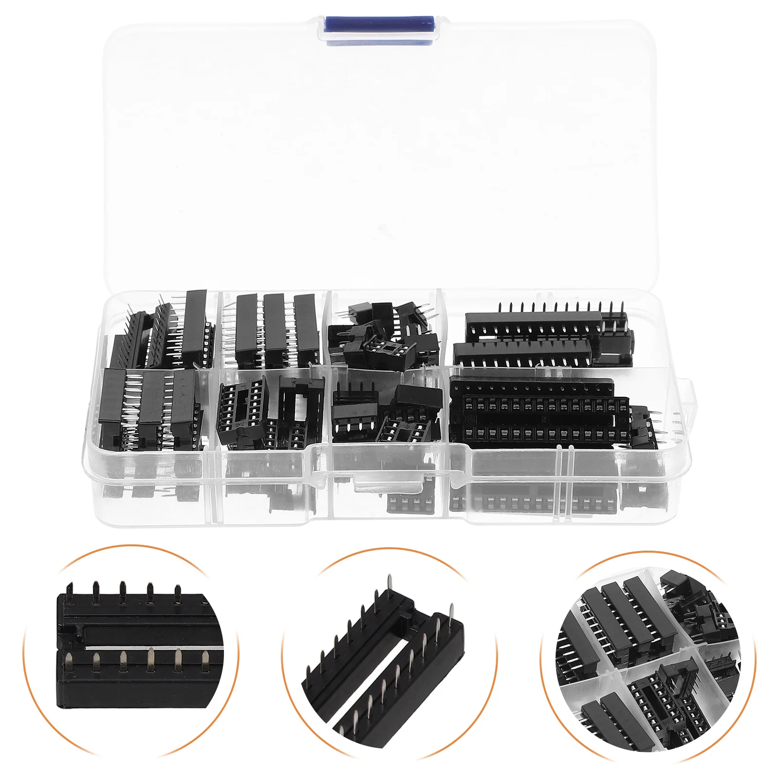 

Dip 6 8 14 16 18 20 28 Pin Sockets Chip Holder Durable Ic Connector Replacement Tool Kit Black Ic Socket Connector