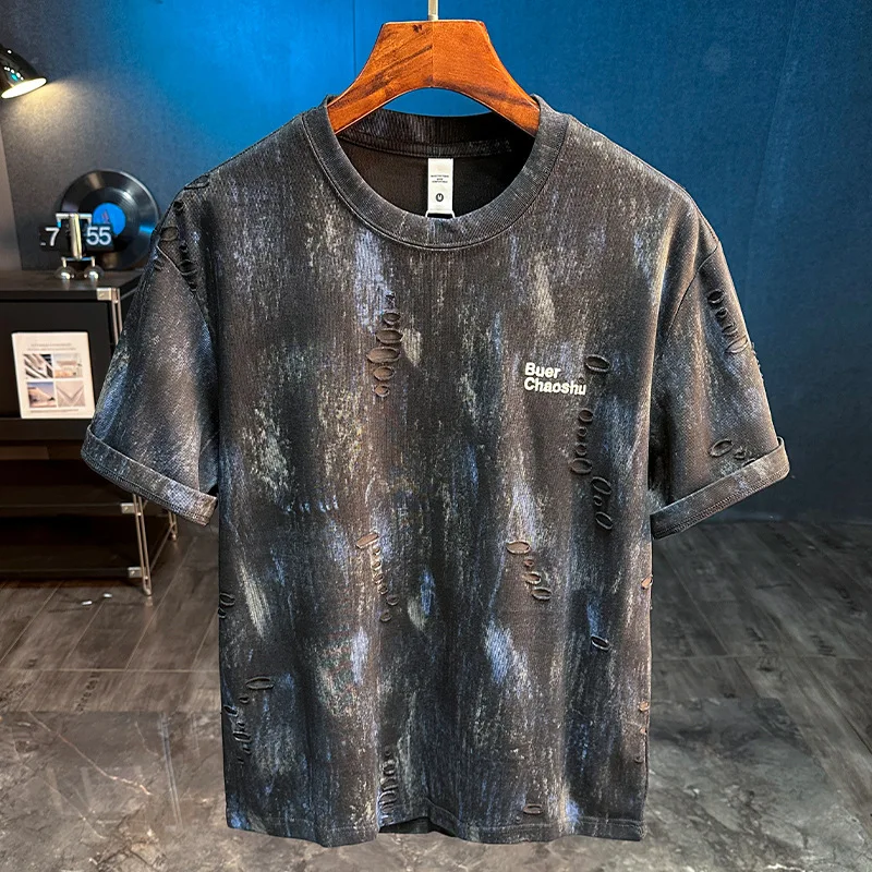 

Men's short sleeved T-shirt 2025 summer new loose casual fashion design versatile retro nostalgic top
