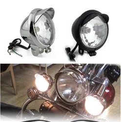 12V Universal Moto Headlamp Chrome /BlackABS Motorcycle Fog Lights Headlight Lamp Motorcycle Spare Parts Lighting