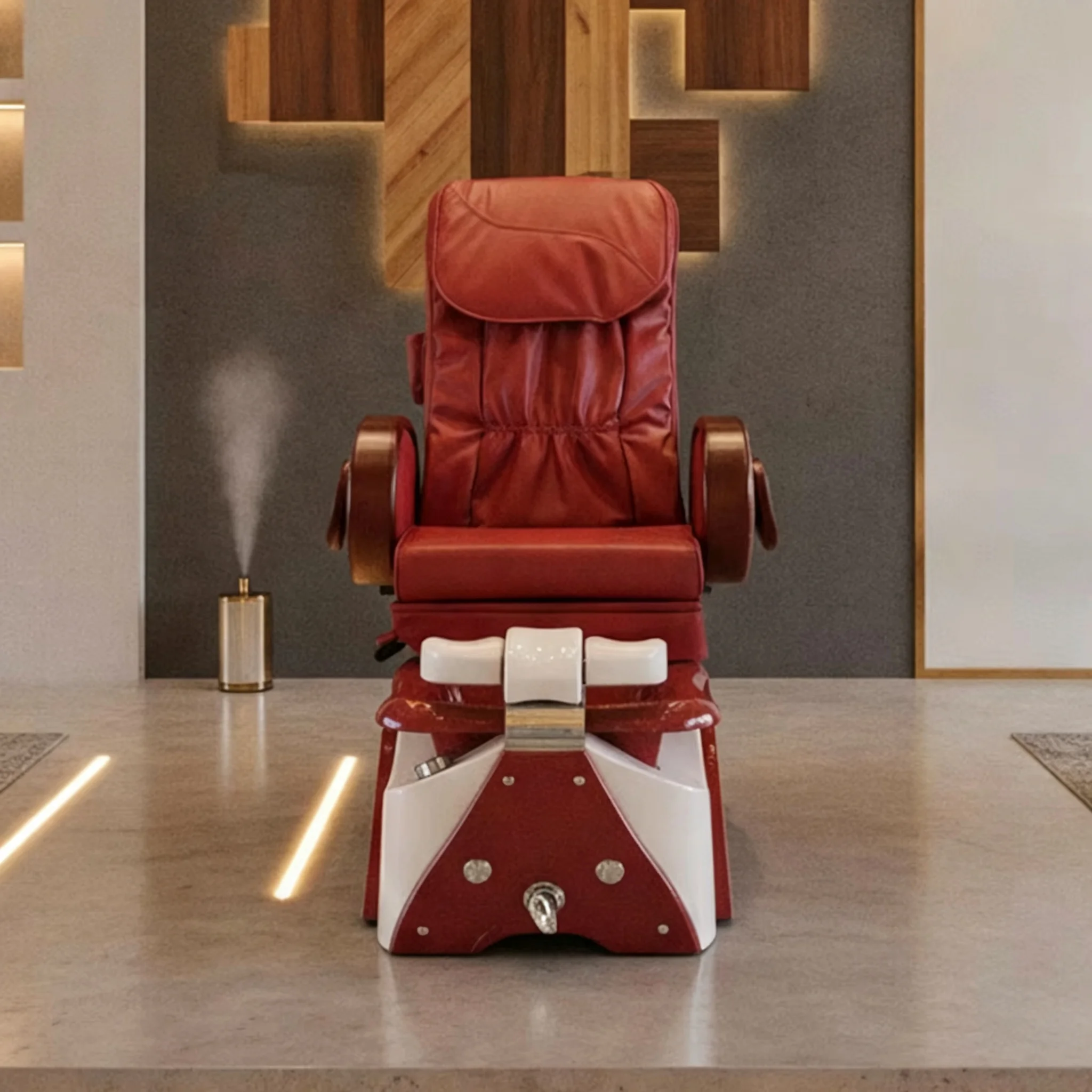 Electric Pedicure Chair with Auto Heating Glass Ceramic Foot Tub Massage Spa Salon Furniture