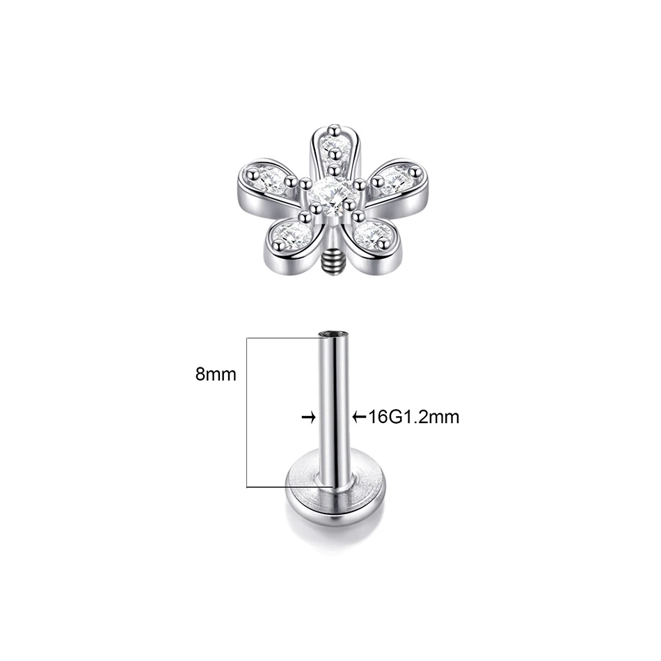 1 sztuk kolczyk do piercingu ze stali nierdzewnej dla kobiet cyrkon gwiazda serce chrząstka Piercing Helix muszla Tragus płatek biżuteria do ciała — zdjęcie 3