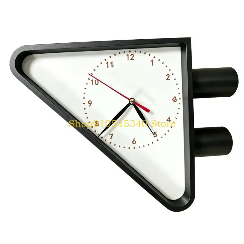 U2JA Triangular Double-Sided Wall Clock with Low-Noise Operation, Side-Mounted Vintages Timepiece for Corridors and Entryways