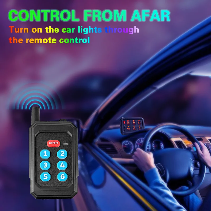 LED Lights Switch Panel 6 Gang Switch Panel P1s-R RGB Colors On-Off Toggle Switch Pod Touch for Truck SUV Offroad Marine