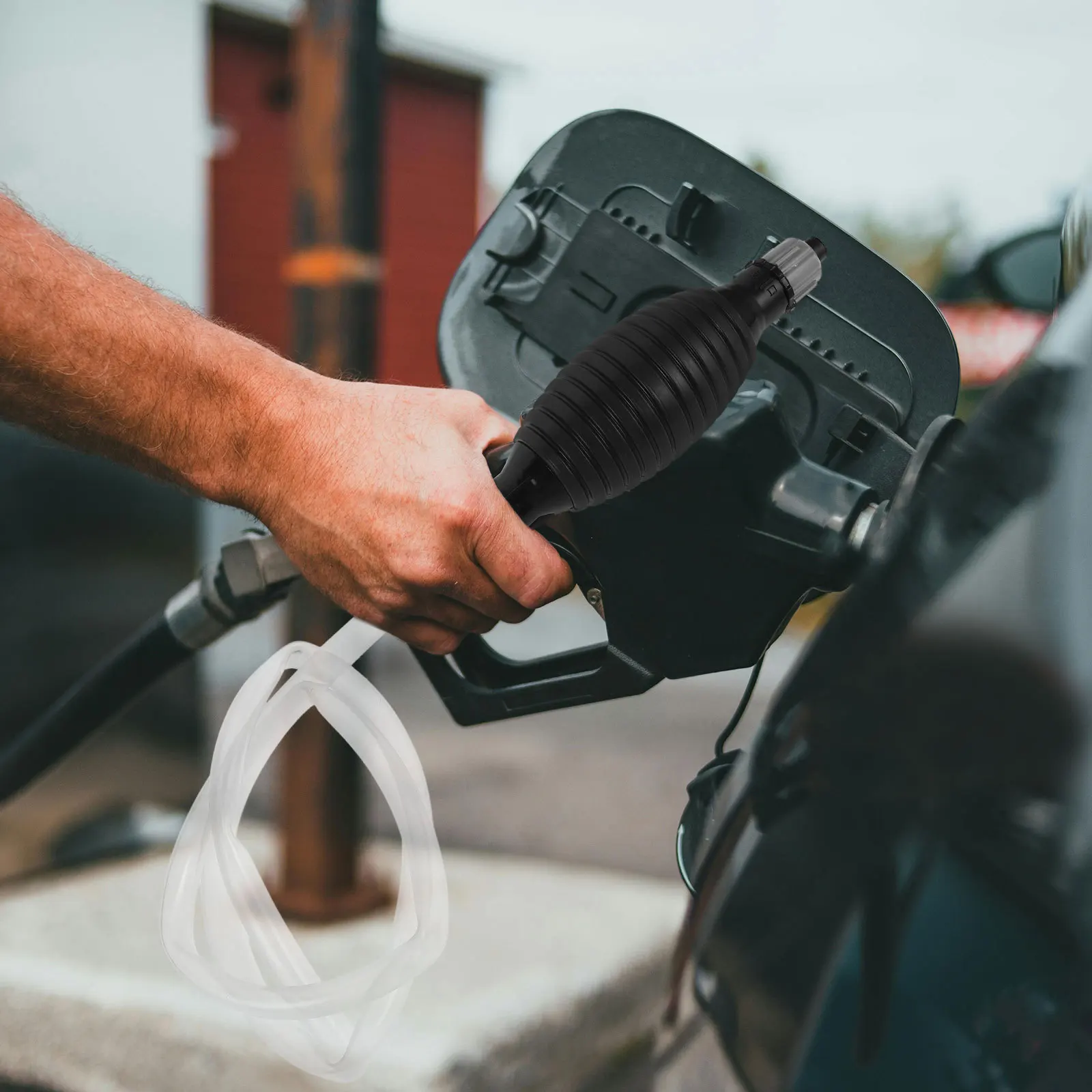 

1Set Gas Siphon Pump Manual Oil Pump Transfer Fuel Water Multi-Functional Liquid Sucker Hose Self-Priming PVC Durable Portable