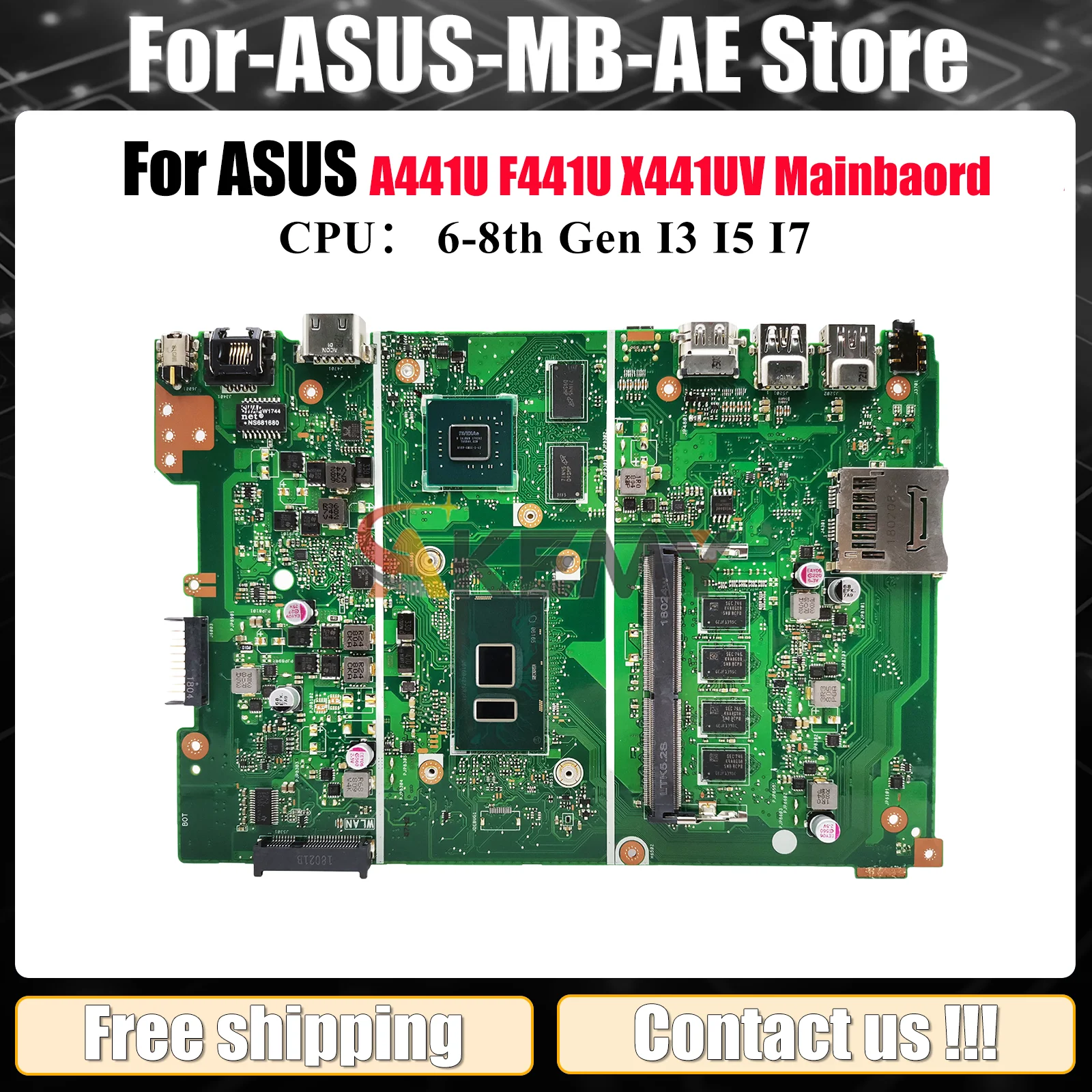 

Материнская плата X441UV для ноутбука ASUS A441U X441UBR X441URK X441UAK X441UVK F441U X441UAR X441U X441UB с процессором I3 I5 I7
