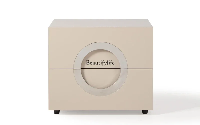 xx59Italian minimalist bedroom light luxury solid wood bright paint bedside table household locker