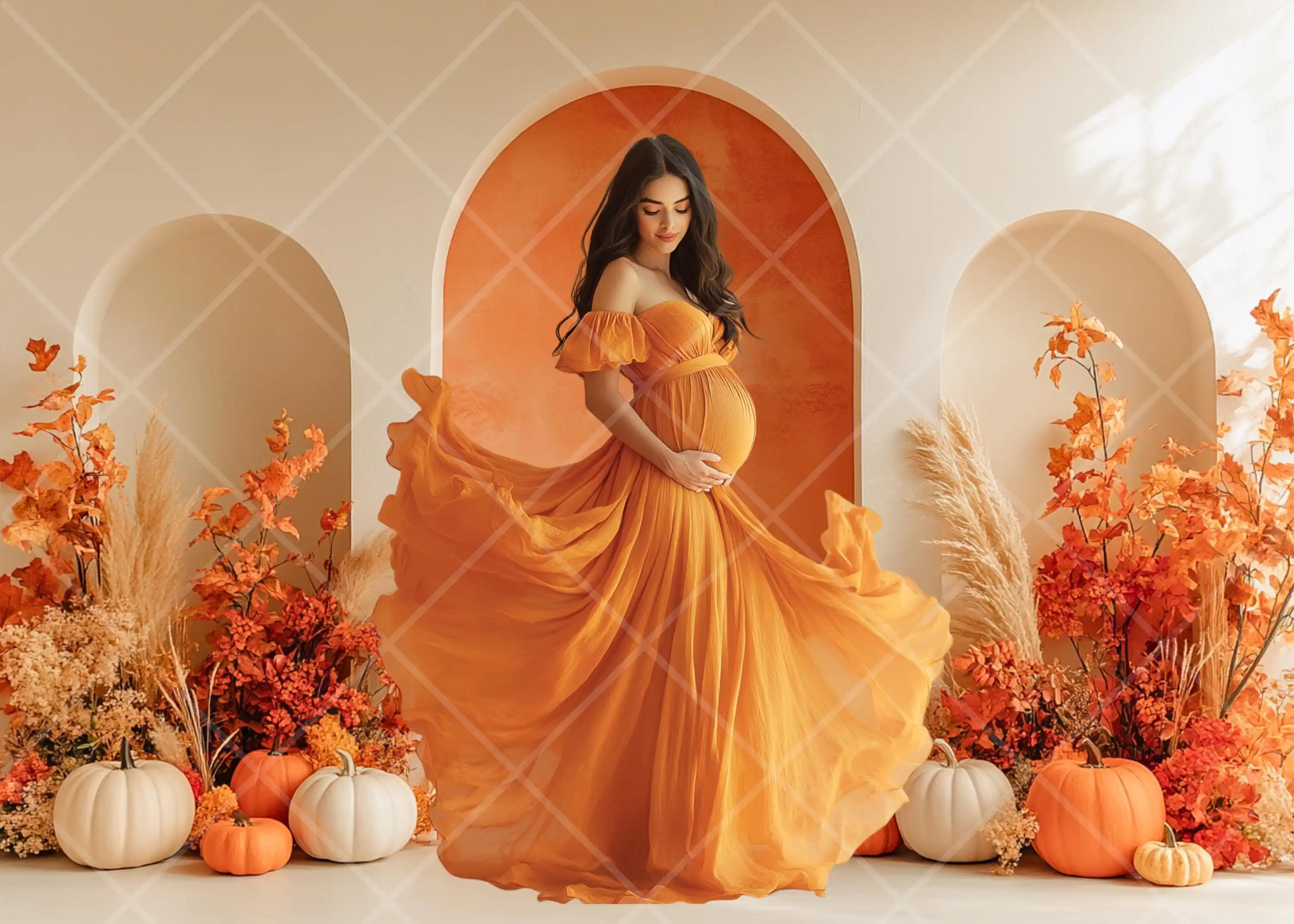 Фотофон Mehofond осень Тыква осень Урожай Взрослый день рождения Беременные женщины портрет Фотостудия
