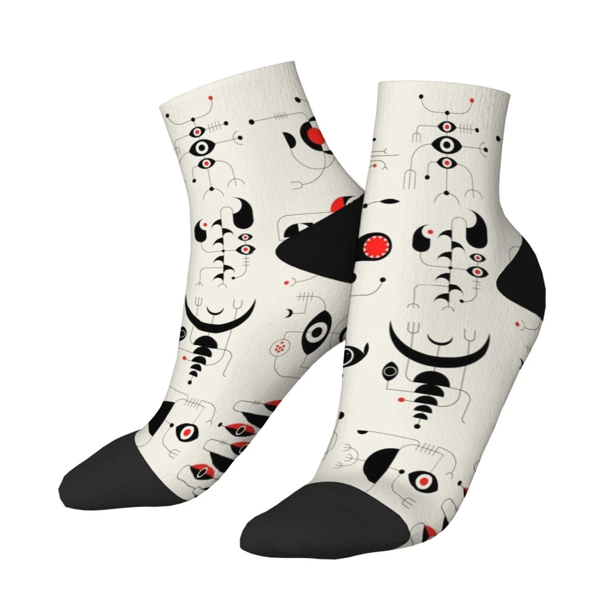 

Художественные узоры в абстрактном геометрическом стиле, короткие носки, новинка, забавные, сумасшедшие компрессионные носки, мягкие и удобные в стиле хип-хоп