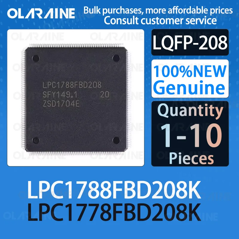 1/5/10Pcs New Original LPC1788FBD208K LPC1778FBD208K LQFP-208 32-bit microcontrollerMCU Core ARM Cortex M3 Memory 512 kB IC chip