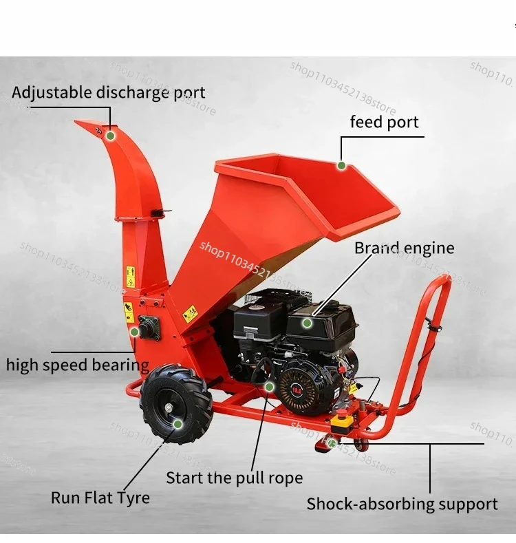 Professional Mobile Wood Chipper Blades Machine Shredder Tree Branch Wood Chipper