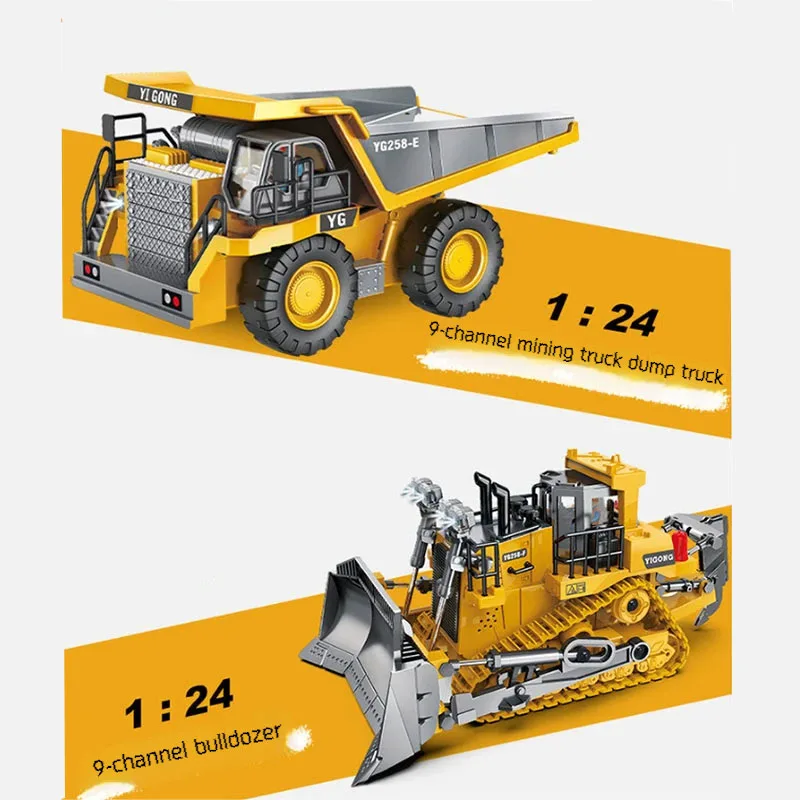 Modelo de carro rc brinquedo 2.4g escavadeira de controle remoto caminhão basculante liga profissional simulação de plástico veículo de construção para crianças