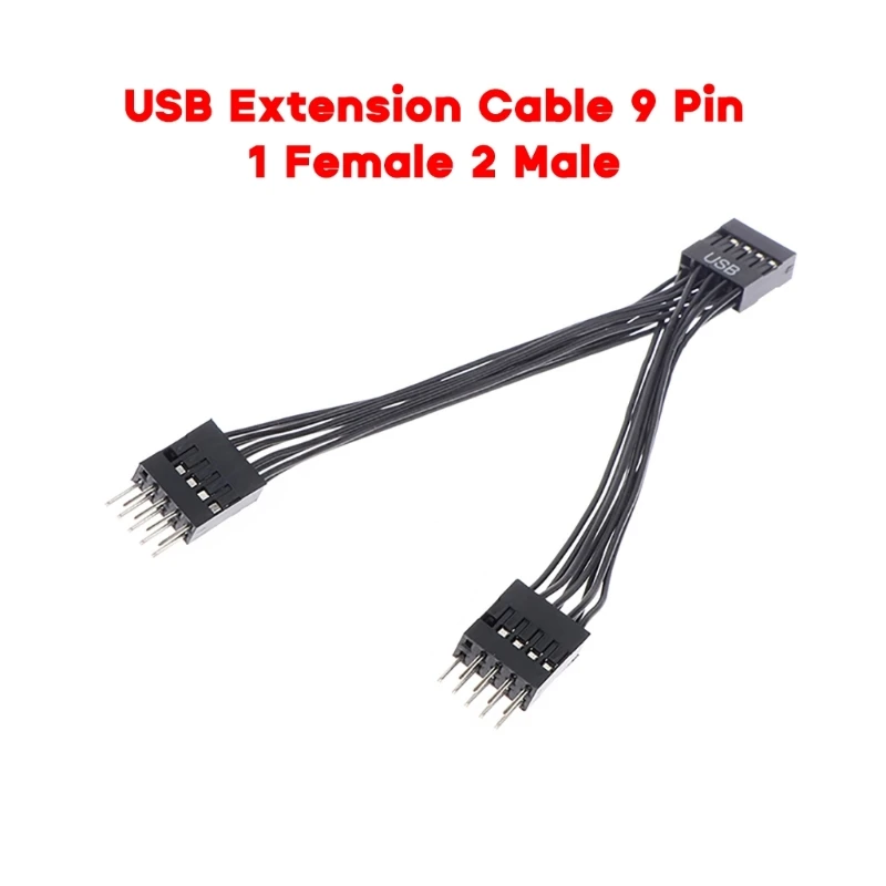 USB 9Pin Extender Cord 1 Female to 2 Male Y Splitter 9-Pin USB Motherboard Cable USB Header Extension Cord Dropshipping