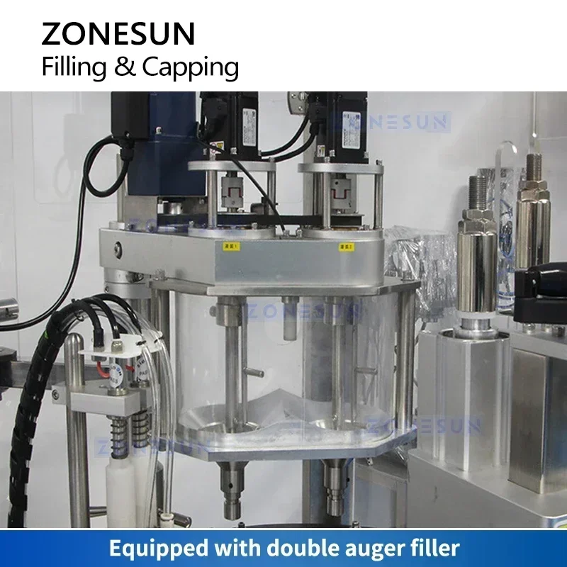 Zonesun ZS-AFC24 máquina automática de enchimento e tampagem de pó de frasco, enchimento de eixo helicoidal, embalagem de suplementos de pó liofilizado
