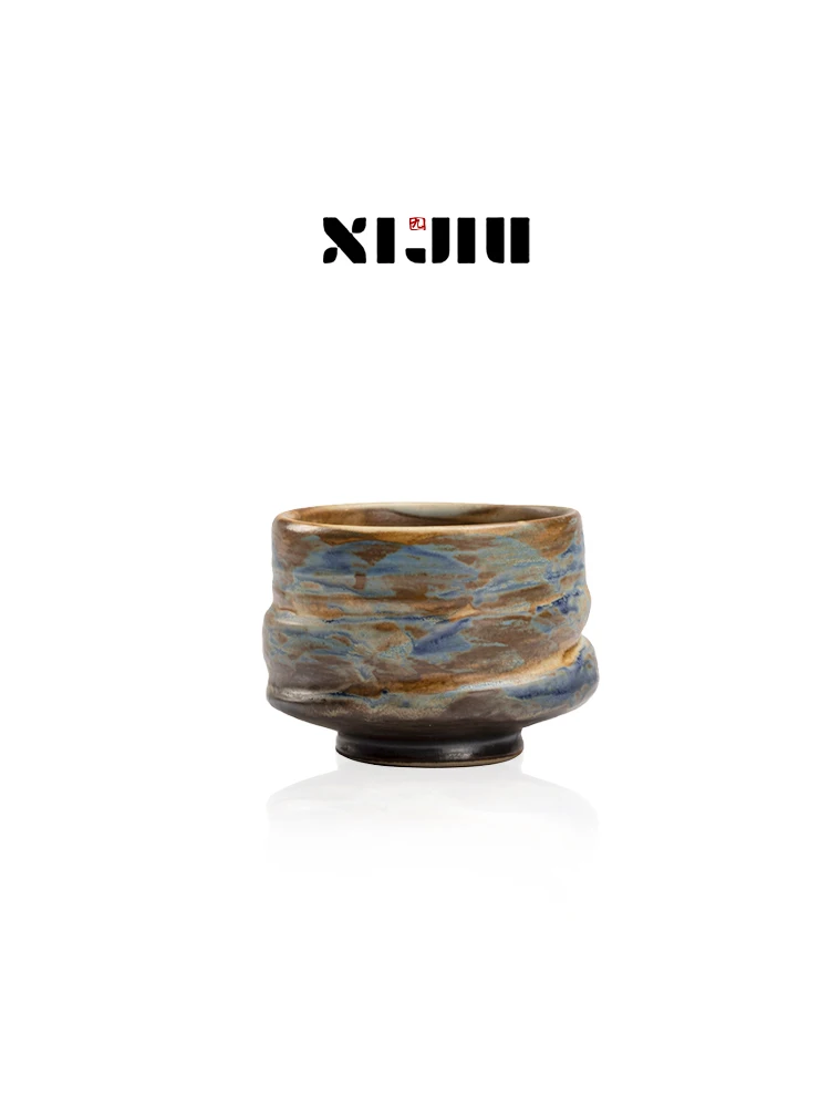 

Retro Glazed Ceramic Coffee Cup Style XiJiu Owner Cup High Temperature Burnt Tea Bowl Half Handmade from Dehua County