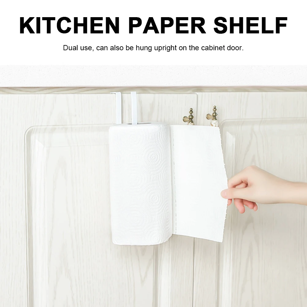 

2pcs Paper Towel Holder Kitchen Wall Mounted Multifunctional Tissue Rack Space Saving Iron ganizer White Easy for Rolls