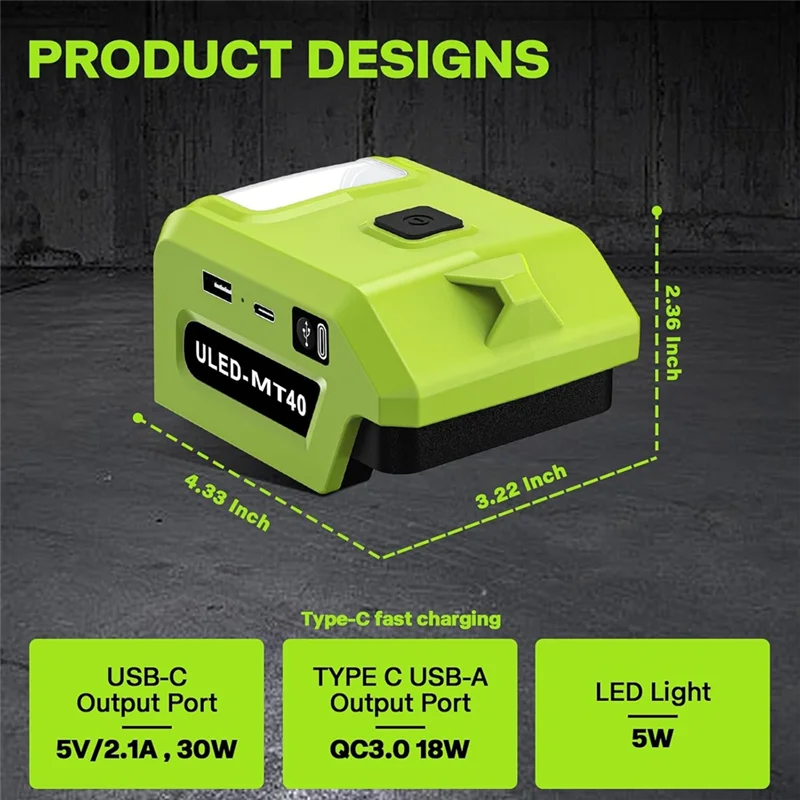 

BAAR-Battery Converter For Working Ceiling Lamp 40V 5W Flashlight Spotlight For Outdoor Use