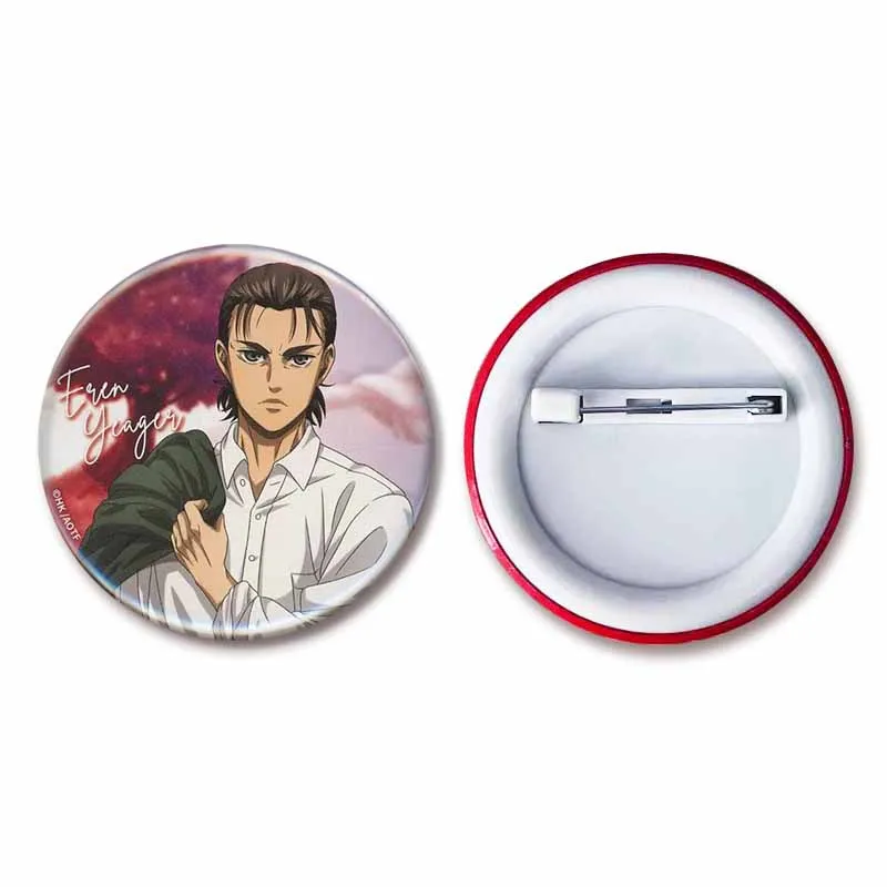 Attack on Titan Lapel Pins Creative Round Brooch Eren Yeager Levi Mikasa Cartoon Badge Pin Hat Clothes Accessories Jewelry Gift