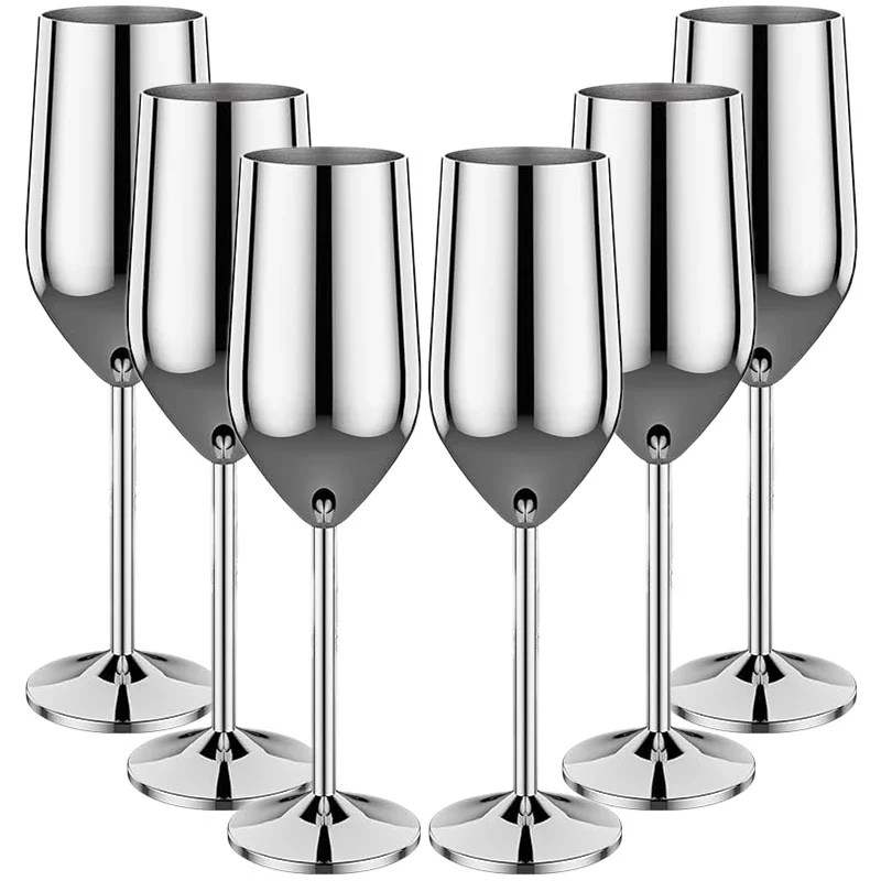 

6Pcs Stainless steel wine glasses unbreakable metal cocktail glasses 220ml for drinking cocktails and wine in the at bar Cup