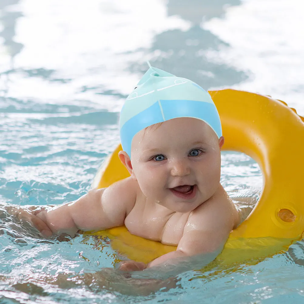 

2 Pcs Children's Silicone Swimming Cap Childrens Kids Hat Caps Water Proof Baby