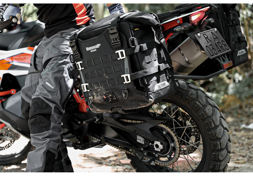 Rhinowalk 35L Wasserdichte Motorrad-Satteltasche mit Schnellverschluss und MOLLE-System-Schlossloch für Abenteuerreisen – Detail 16