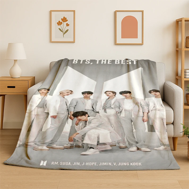 Manta de Franela con Diseño del Grupo de Moda Kpop B-BTS, Manta Suave y Cálida para Dormitorio, Sala de Estar, Cama, Viajes, Campamento, Picnic, Regalo