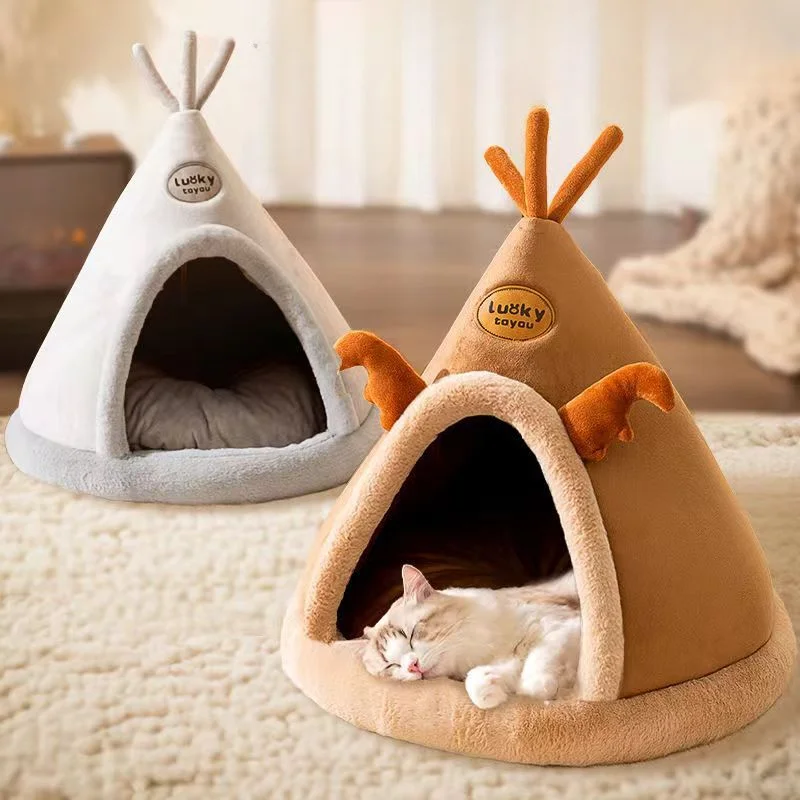 Dog Nest Warm Dog Bed Four Seasons Universal House Type Triangle Tent Closed Cat Nest Dog House Cat Mat Dog Mattress  Cat Bed