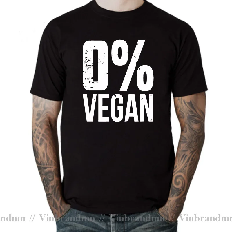 Zero Percent Vegan Funny BBQ Carnivore Meat Eater T-Shirt 0% Vegan T Shirt for Men Printing Tops Tee Shirt Oversized Cotton Tees