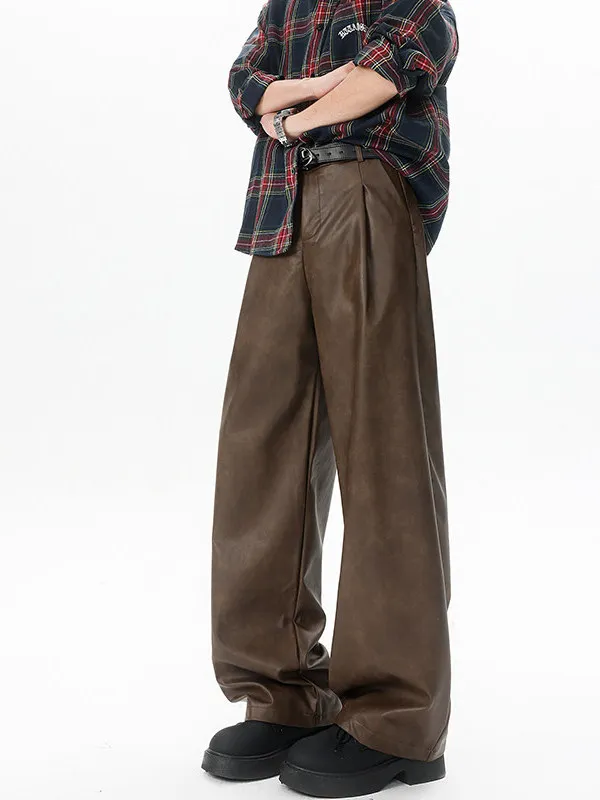 

Мужские модные брюки TANGZ Studio из искусственной кожи, широкие, прямого кроя, больших размеров, повседневные, аккуратные, для весеннего сезона